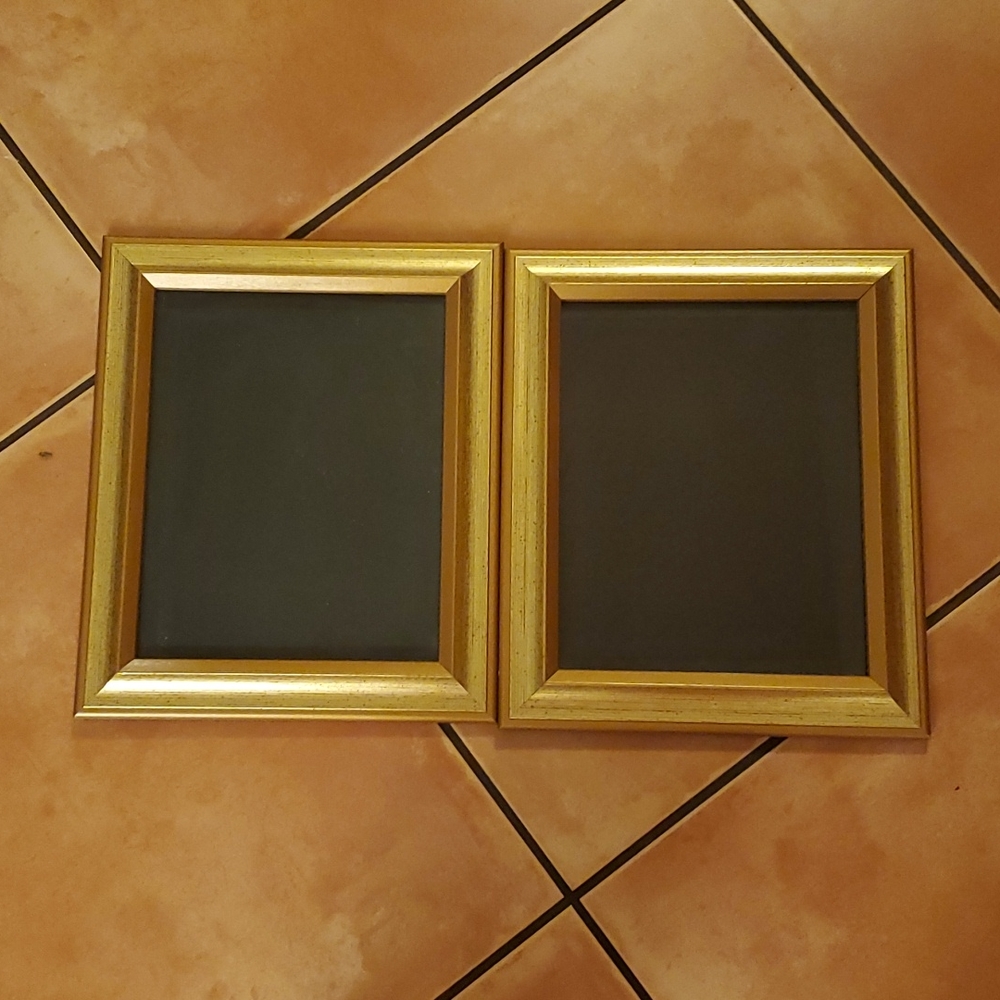 Set of 2 Gold Painted Wooden Picture Frames 12.5in x 10.5in